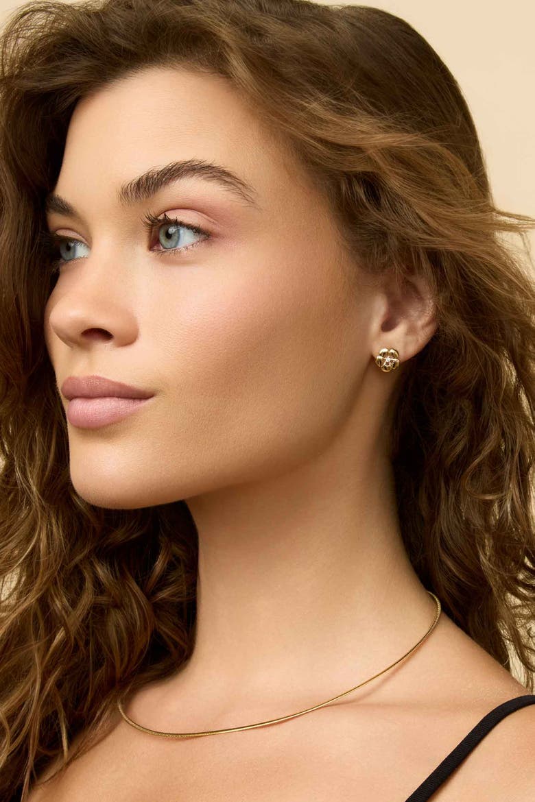 14K Yellow Gold Sakura Studs, Alternate, color, Yellow Gold