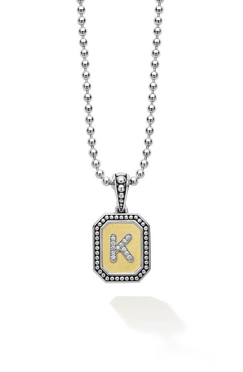 Signature Caviar Diamond Initial Pendant Necklace