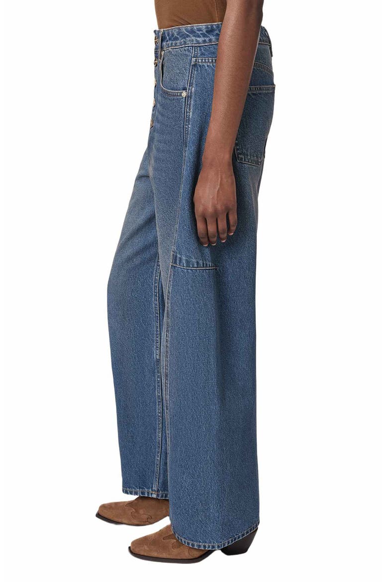 Carter Button Fly High Waist Barrel Jeans, Alternate, color, TINTED INDIGO