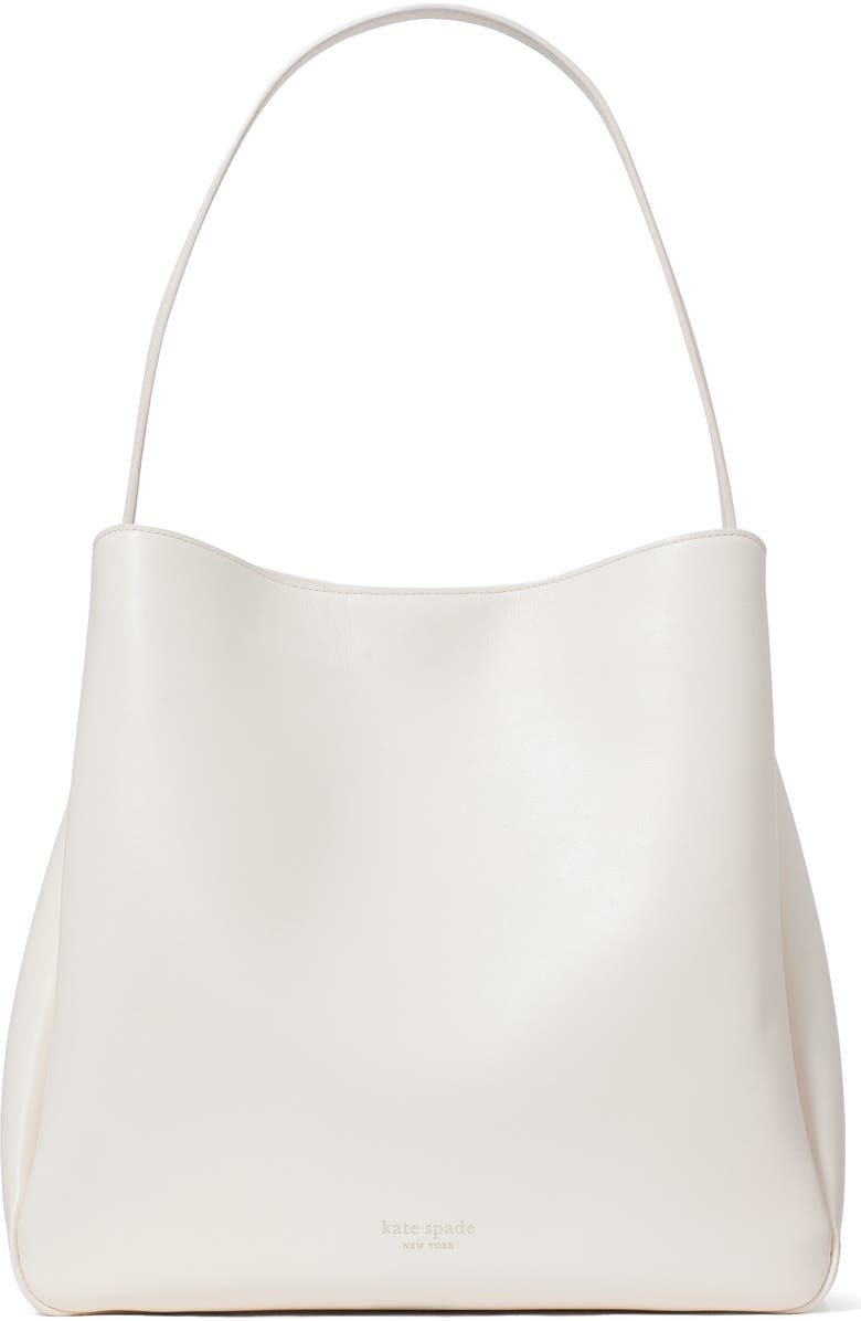 Kate Spade New York large grace leather shoulder bag, Main, color, Cream