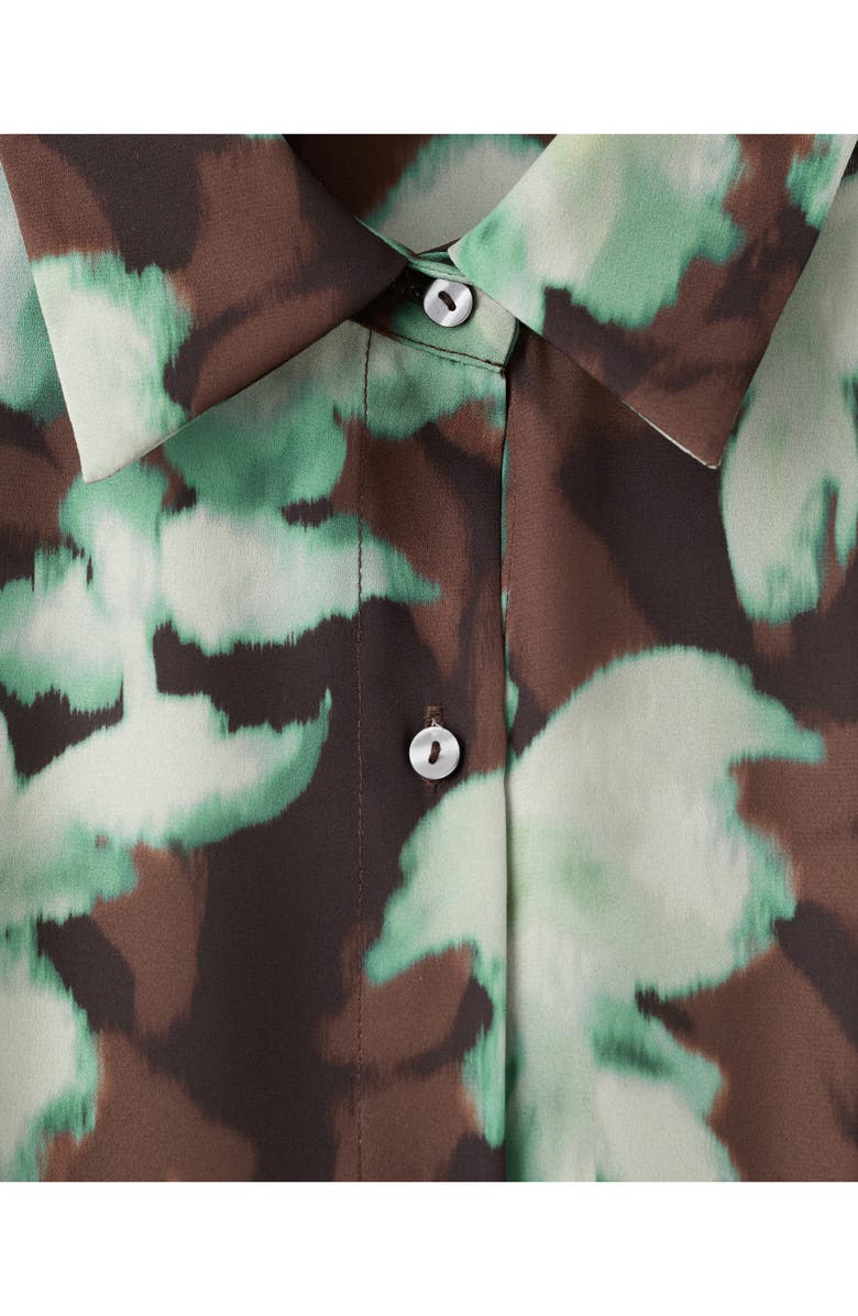 MANGO Print Belted Long Sleeve Maxi Shirtdress, Alternate, color, Teal And Brown Blooms