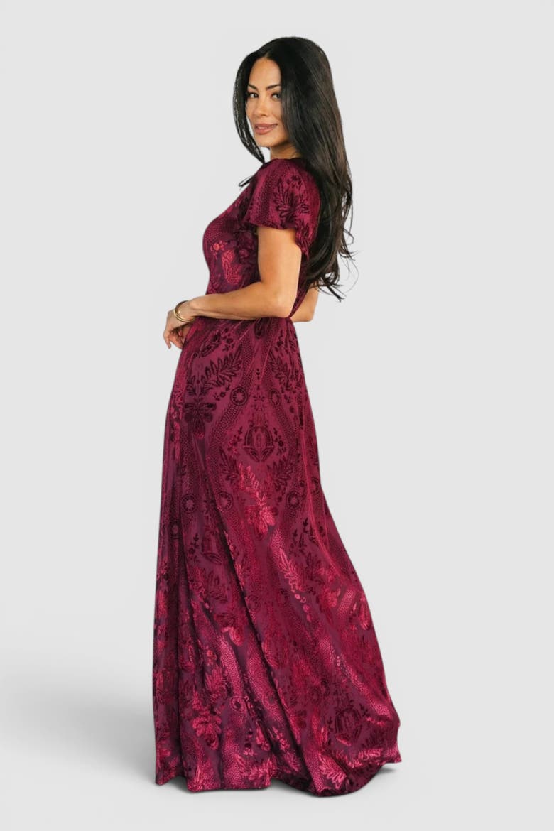 Kimberly Velvet Maxi Dress, Alternate, color, Wine