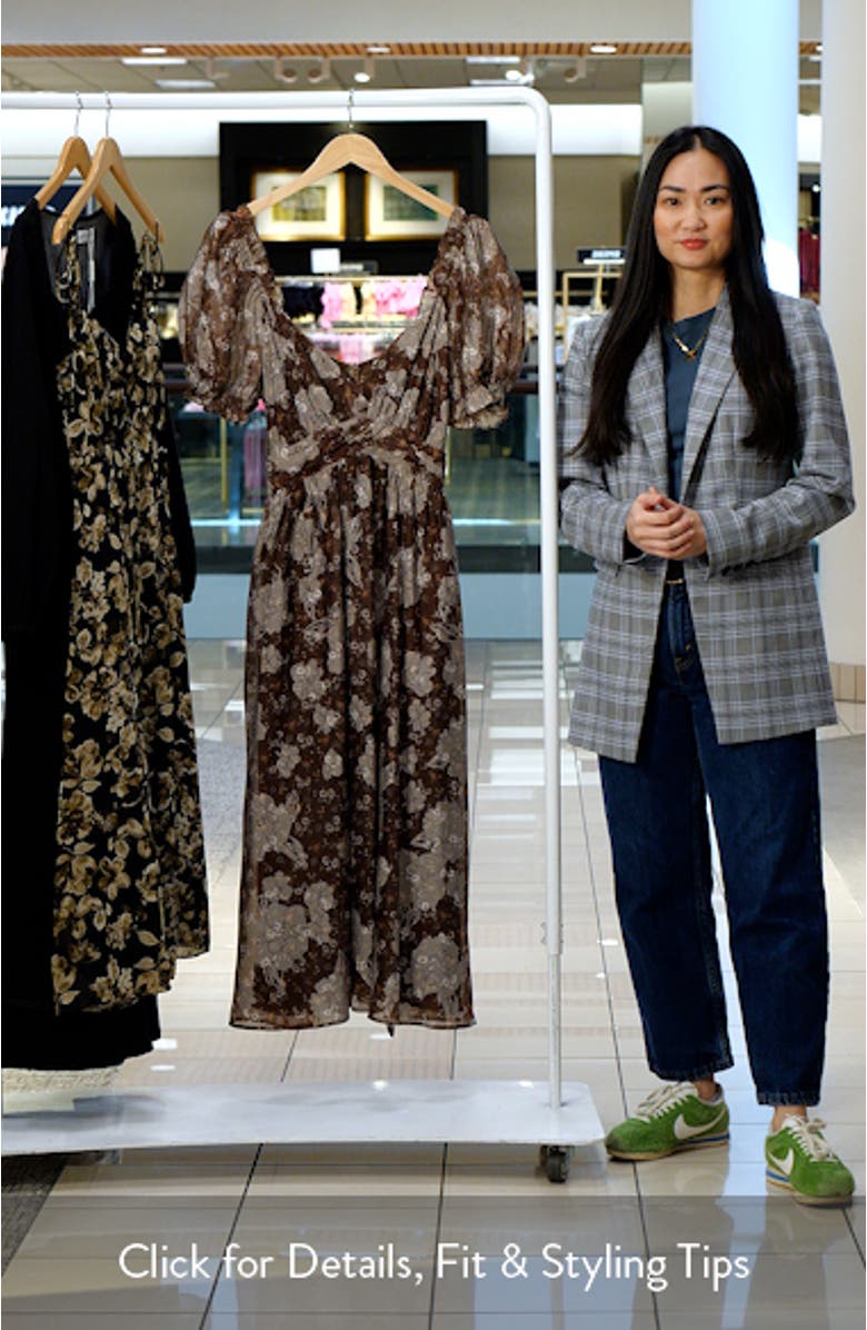 Farryn Floral Puff Sleeve Midi Dress, sales video thumbnail