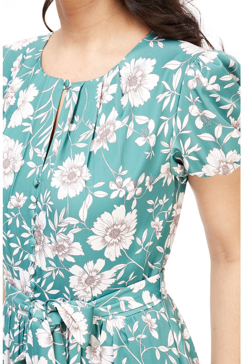 Shannon Pleat Neck Maxi Dress, Alternate, color, JADE/ IVORY