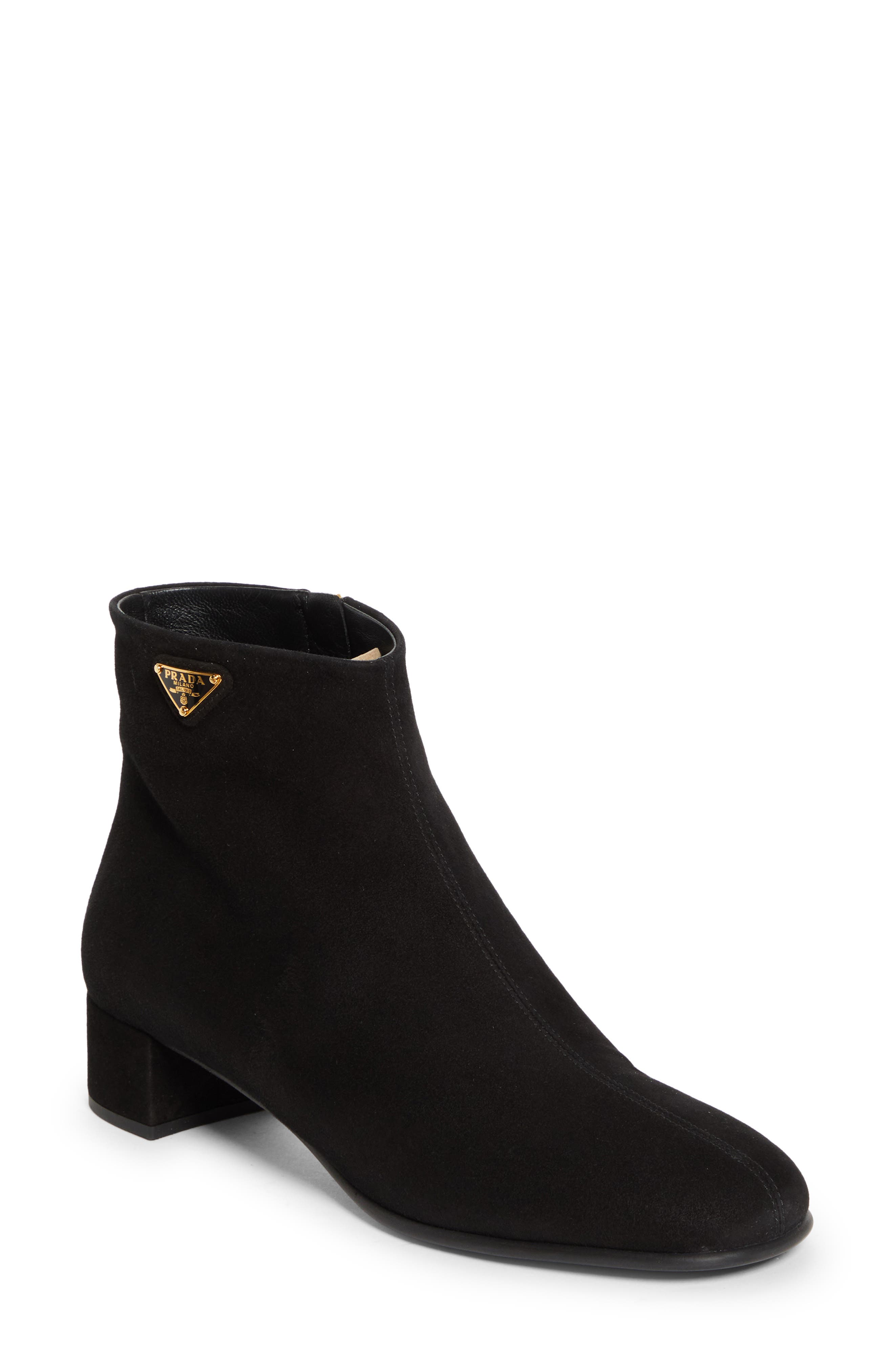 Prada Block Heel Bootie, Main, color, Nero
