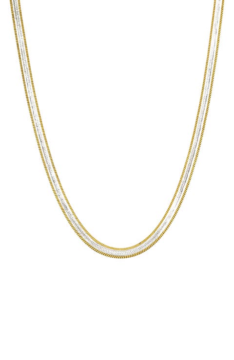 Two-Tone Herringbone Chain Necklace