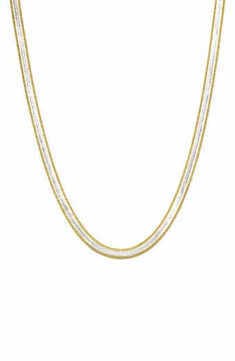 AMERICAN EXCHANGE Two-Tone Herringbone Chain Necklace