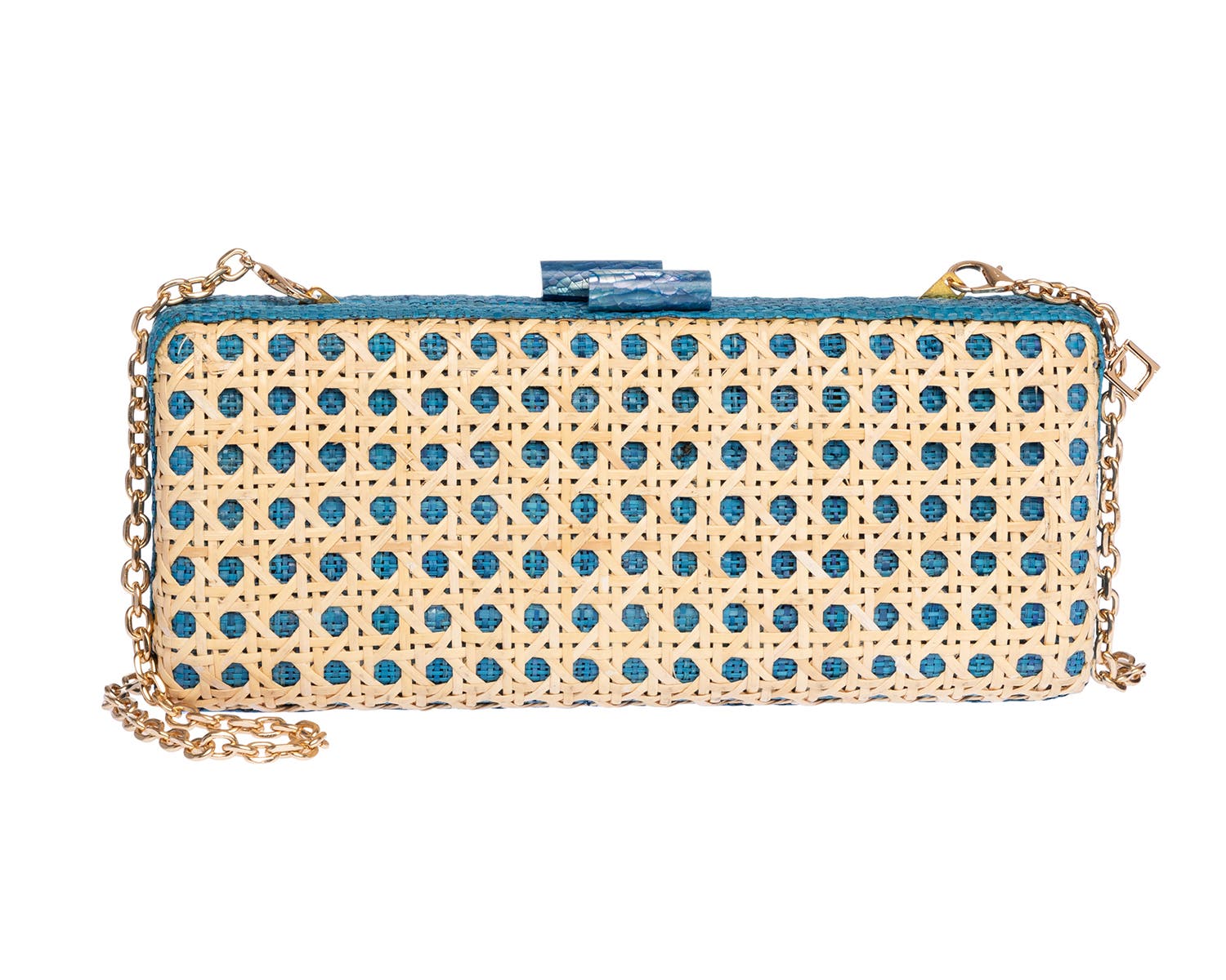 Rafe New York Alessandra Rattan Long Clutch, Main, color, Blue