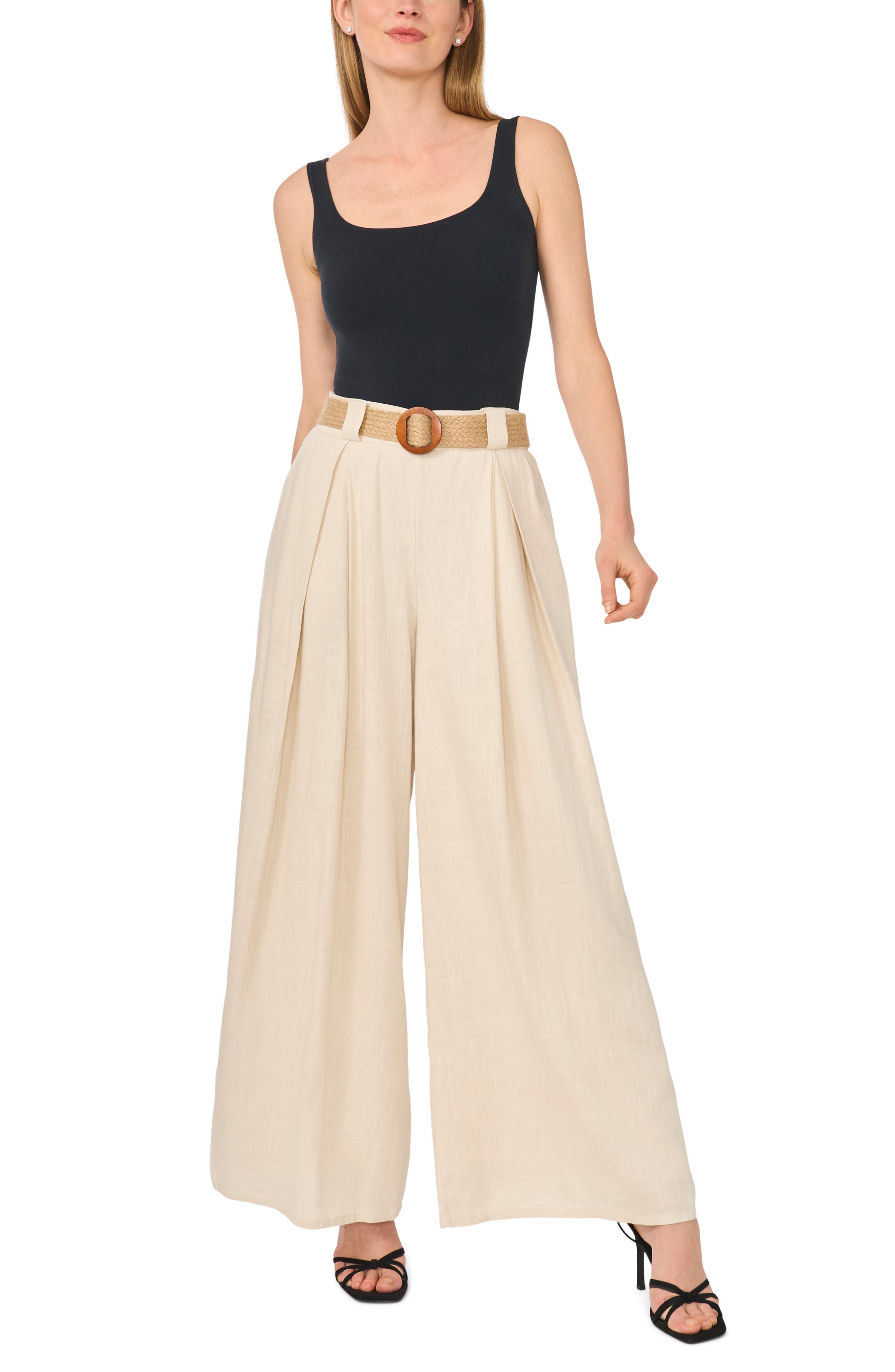 パンツ everyone belted easy pants BEIGE L Wide Leg Belted Pants (Women) | Nordstromrack