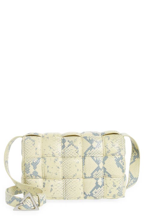 Padded Cassette Python Embossed Leather Crossbody Bag