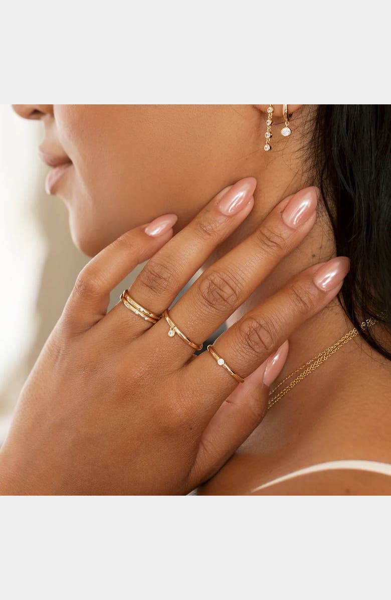 MADE BY MARY Poppy Cubic Zirconia Solitaire Stacking Ring, Alternate, color, Gold Vermeil