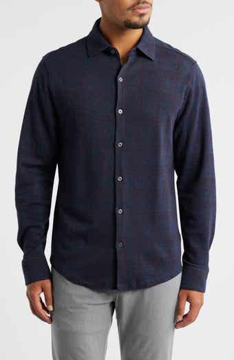 Darlog Glen Plaid Knit Button-Up Shirt