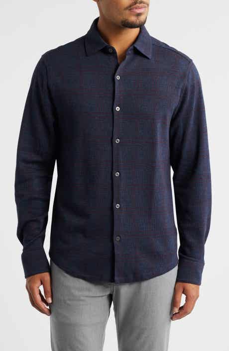 Robert Barakett Darlog Glen Plaid Knit Button-Up Shirt