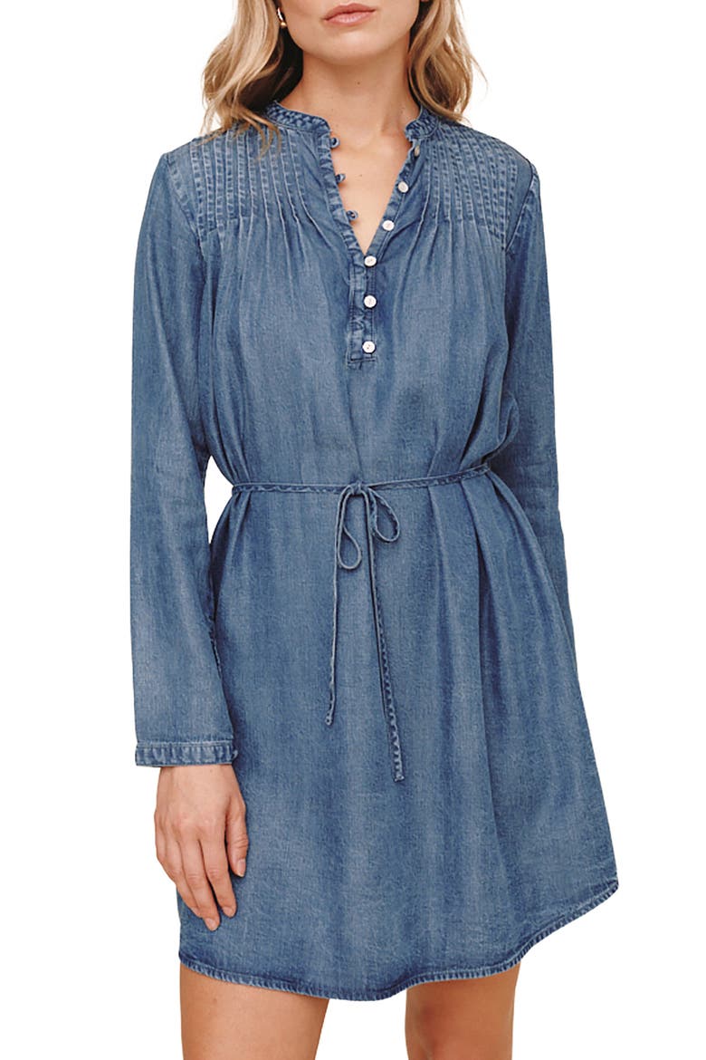 Pintuck Shirttail Dress, Alternate, color, SHADOW BLUE WASH