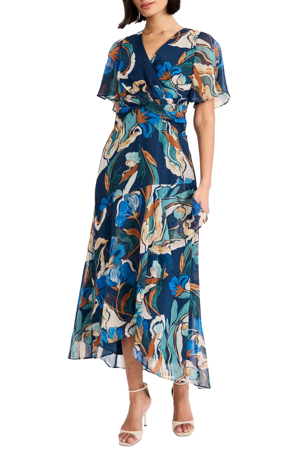 Maggy London Printed Chiffon Maxi Dress