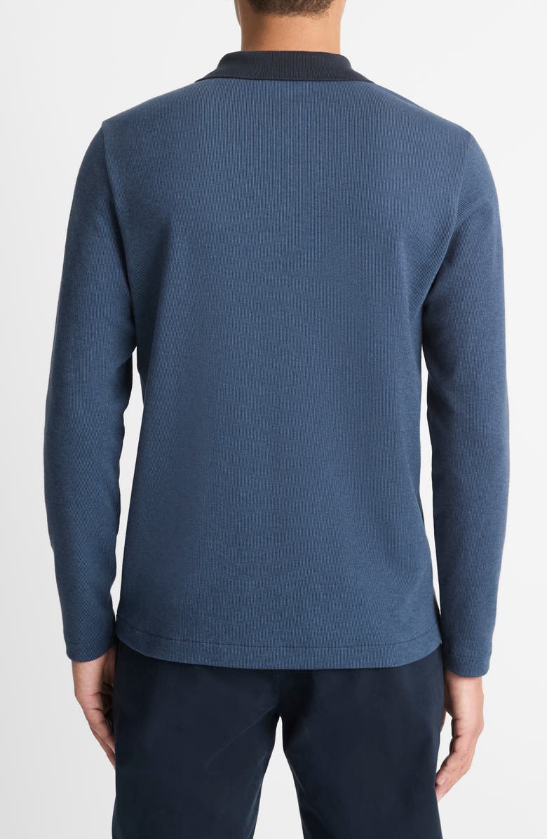 Vince Bi-Color Rib Johnny Collar Long Sleeve Polo, Alternate, color, 