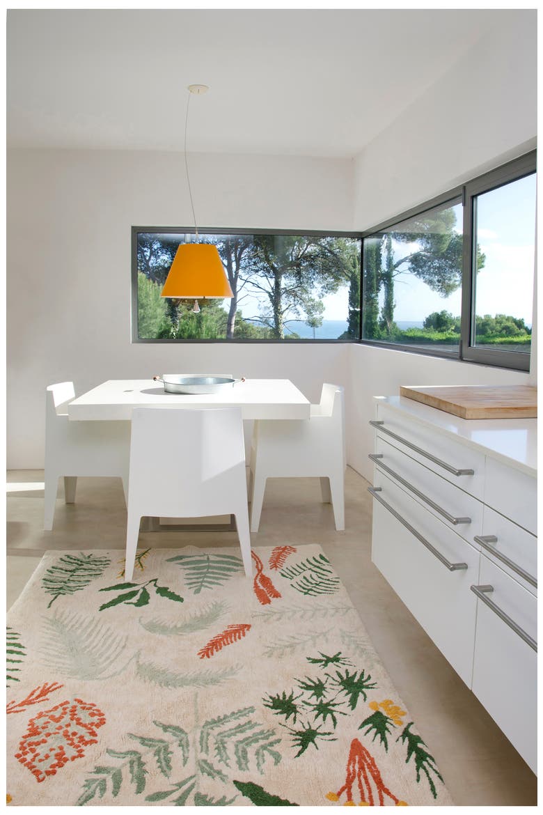 Botanic Plants Washable Cotton Rug, Alternate, color, IVORY