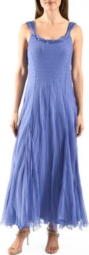 Komarov Charmeuse & Chiffon Maxi Cocktail Dress