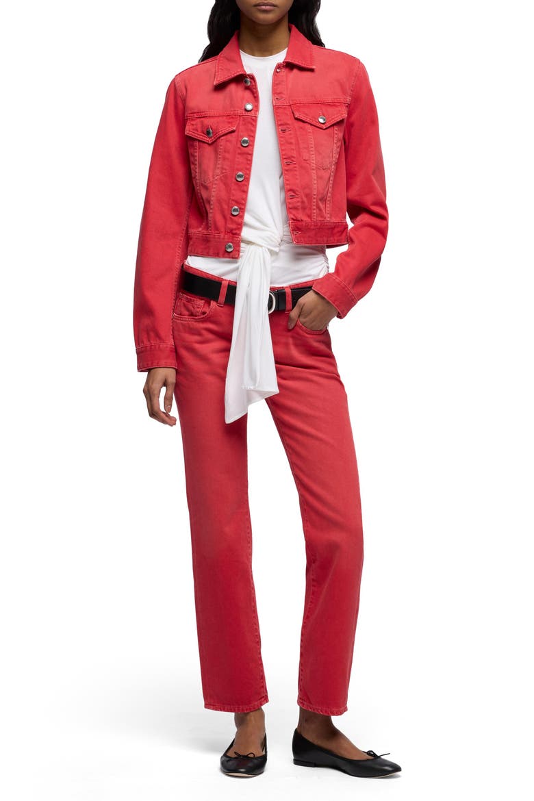 Shrunken Denim Jacket, Alternate, color, FLAME