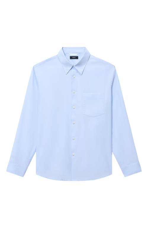 Theory Weekend Solid Cotton Button-up Shirt In Clear Sky