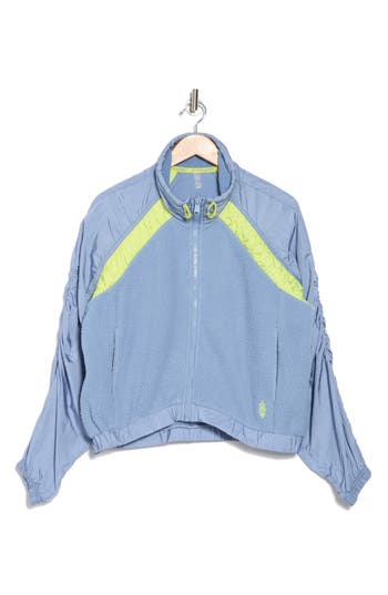 Free People Movement Amelia Water Resistant Fleece Jacket In Blue Grey/highlighte