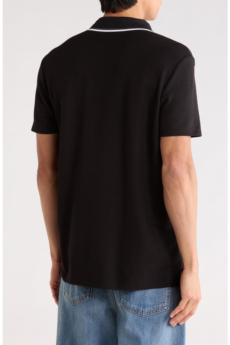 Tipped Collar Cotton Blend Polo, Alternate, color, BLACK