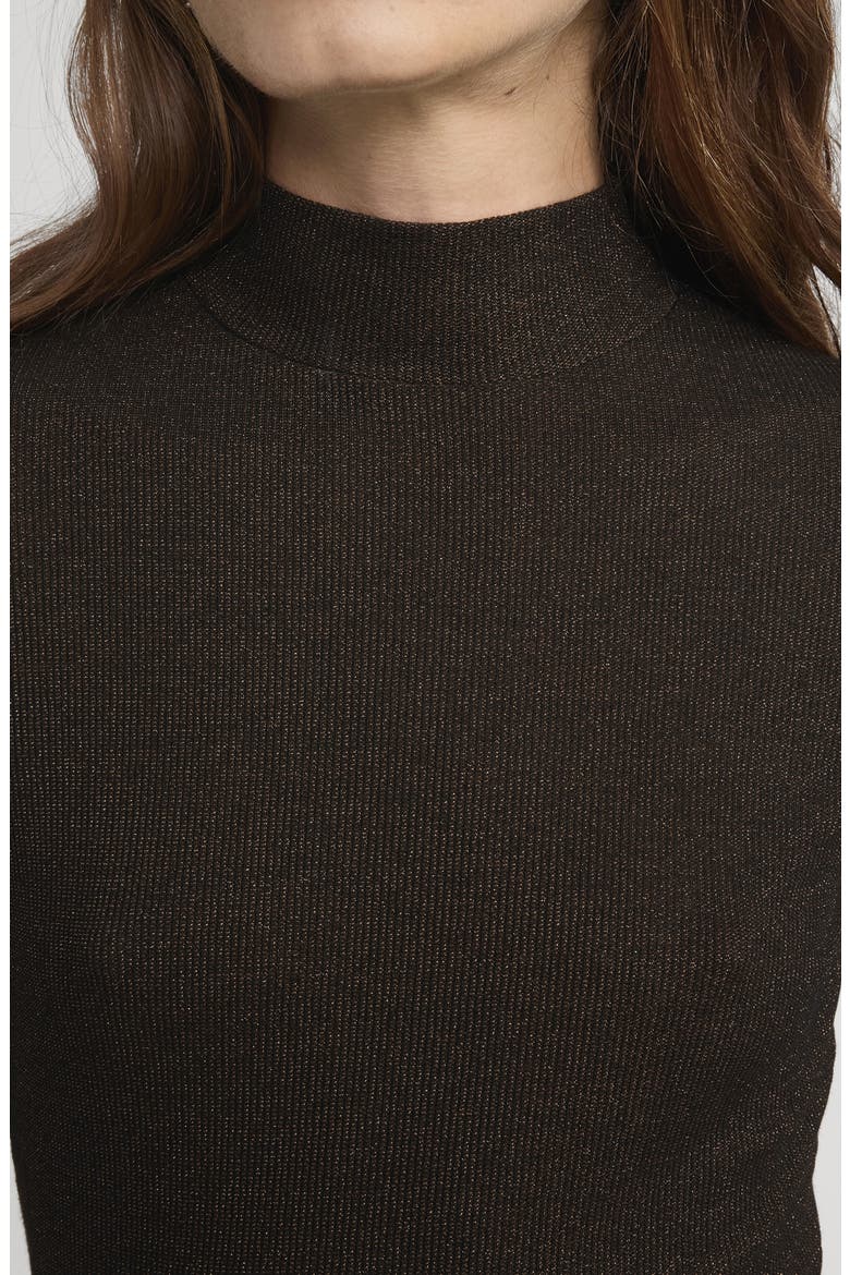 The Metallic Mock Neck T-Shirt, Alternate, color, AMERICANO