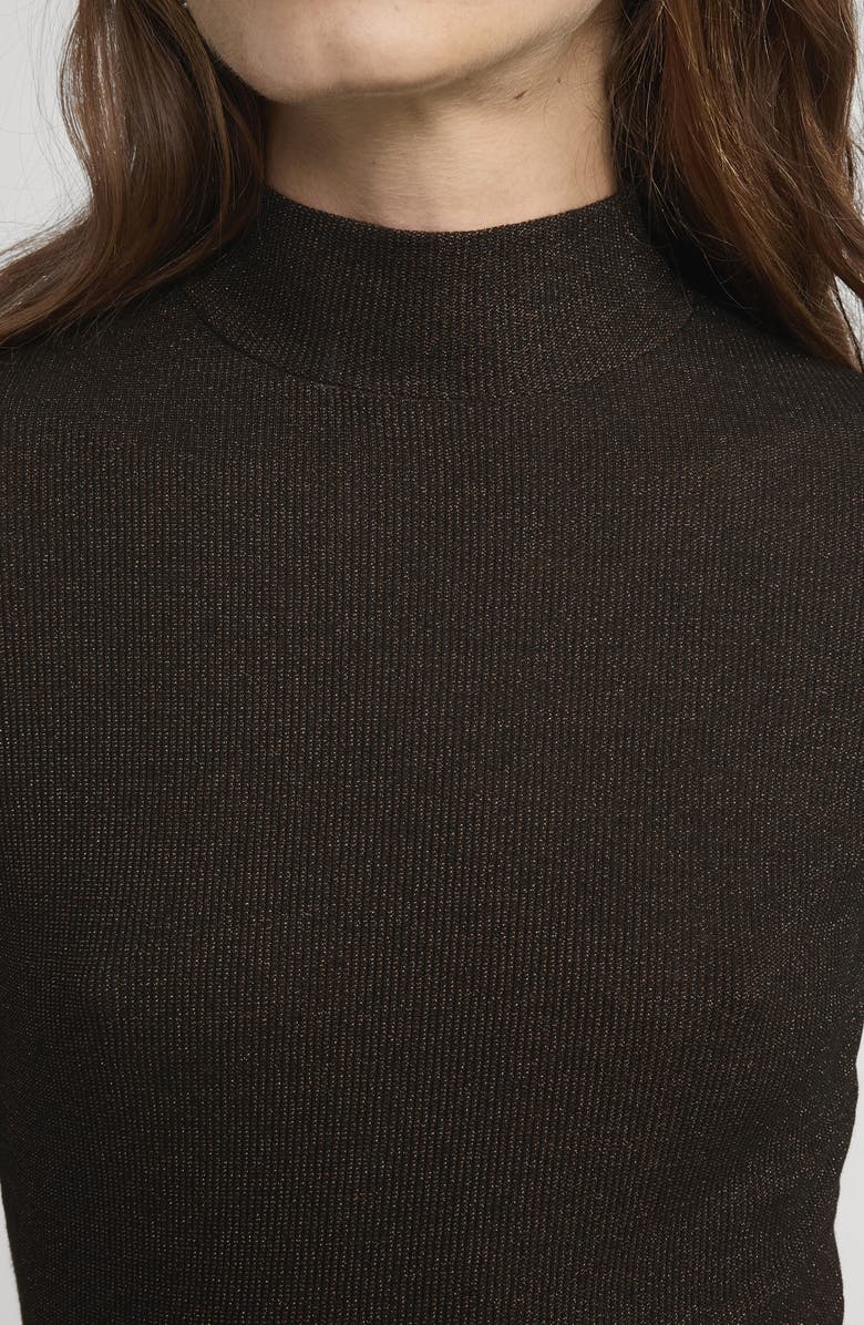 FRAME The Metallic Mock Neck T-Shirt, Alternate, color, Americano