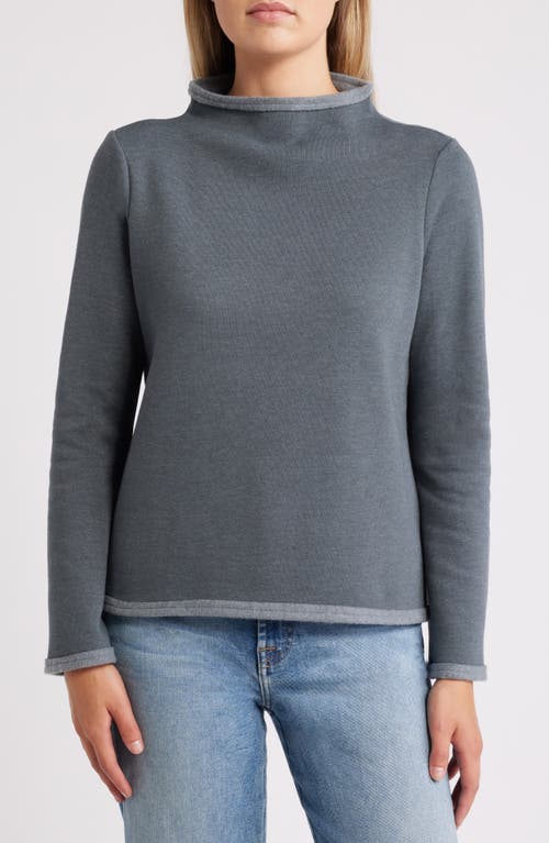 NZT by NIC+ZOE Lounge Around Funnel Neck Fleece Sweatshirt in Patina 