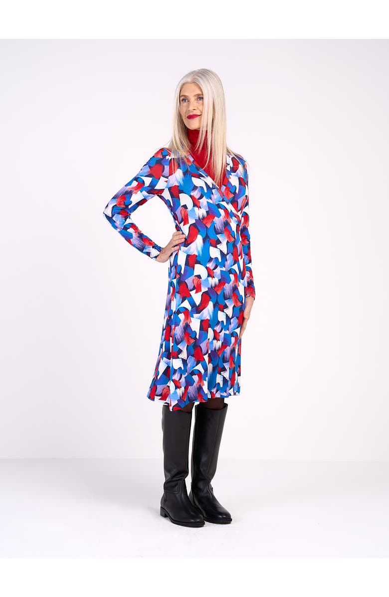 Kettlewell Long Sleeve Printed Wrap Dress, Alternate, color, Winter Geo