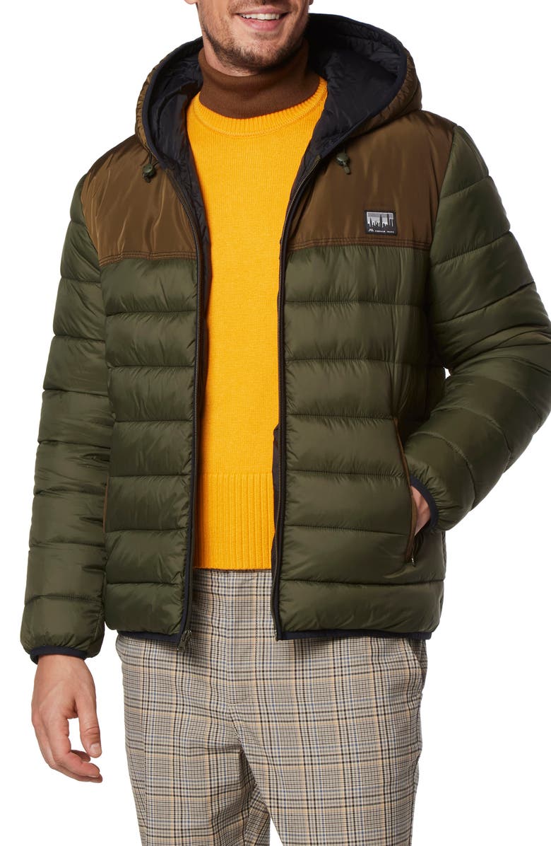 Andrew Marc Malone Color Blocked Hoodie, Main, color, Forest