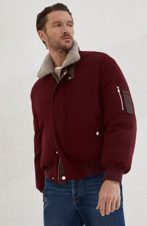 Brunello Cucinelli Wool Down-filled Bomber Jacket In Red