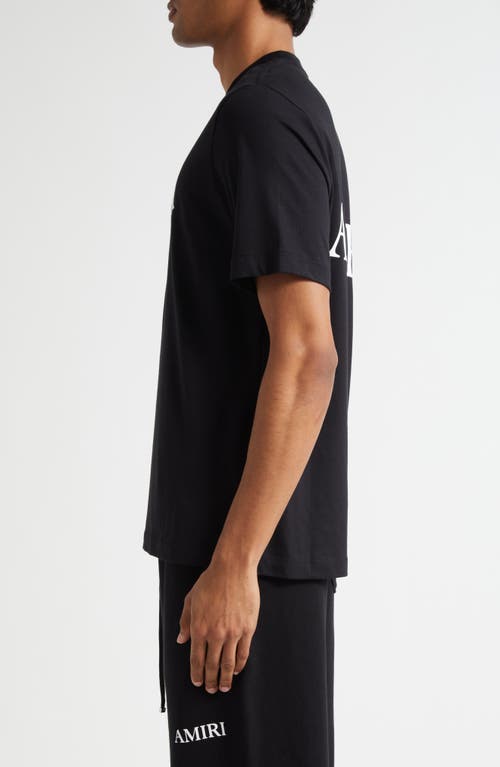 Amiri Black Crewneck T-shirt With Logo Print On The Front And Logo Lettering On The Rear In Cotton Man In Black