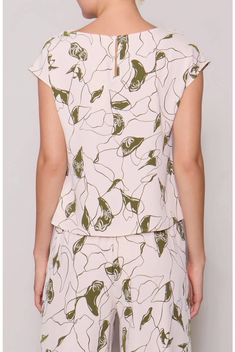 Luxe Crepe Short Sleeve Top, Alternate, color, BONE OLIVE ABSTRACT