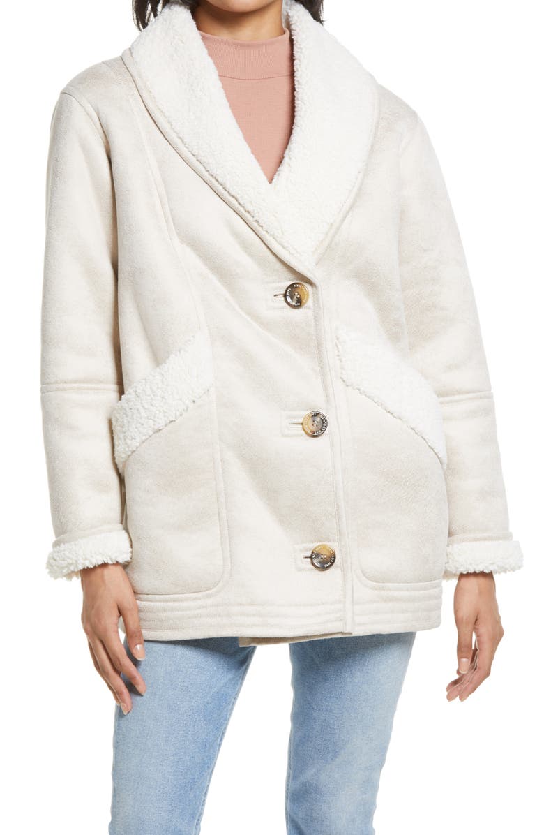 Sam Edelman Faux Fur Trim Coat, Alternate, color, 