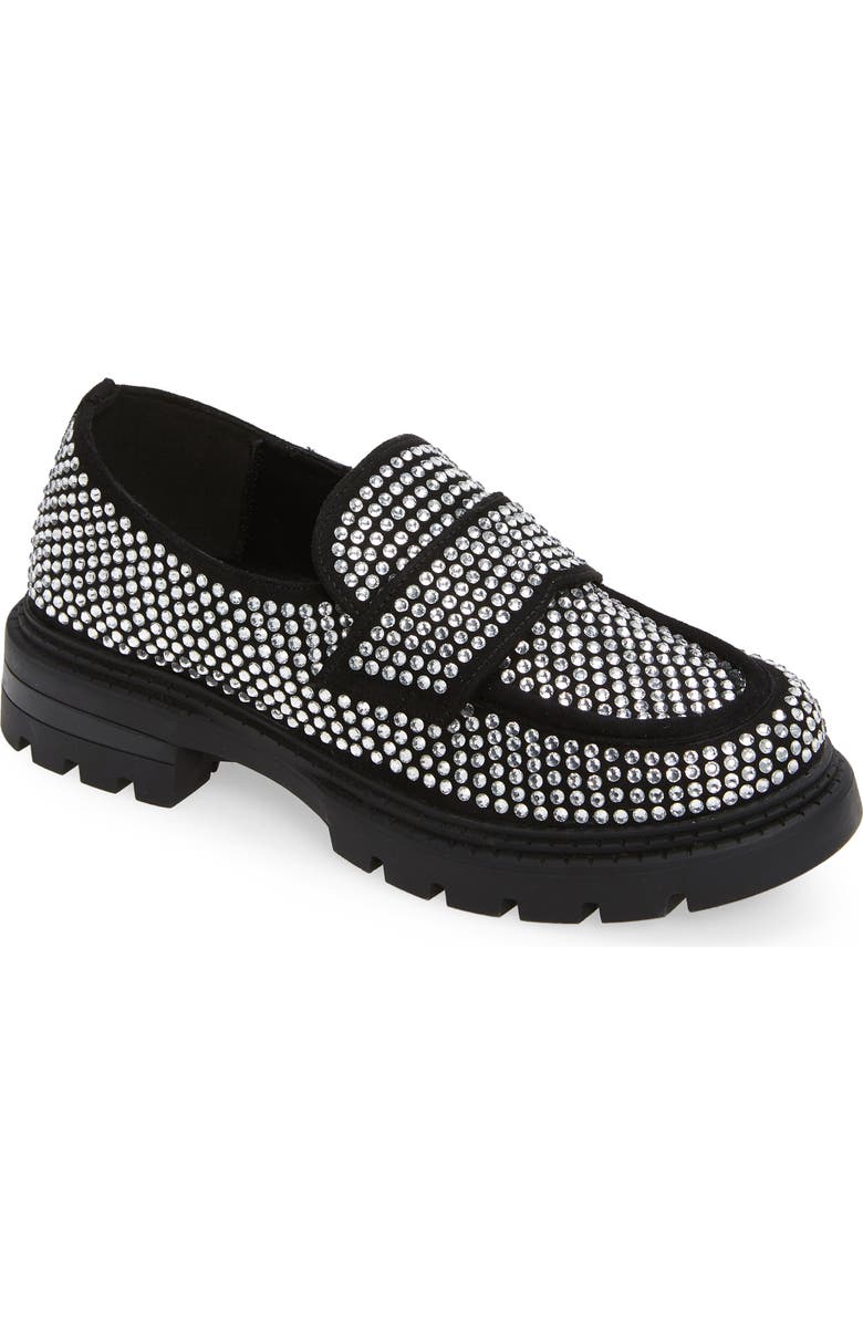 AZALEA WANG Hemmy Crystal Lug Sole Loafer, Main, color,
