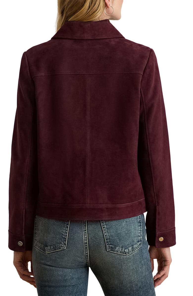 Lauren Ralph Lauren Suede Jacket, Alternate, color, Pinot Noir