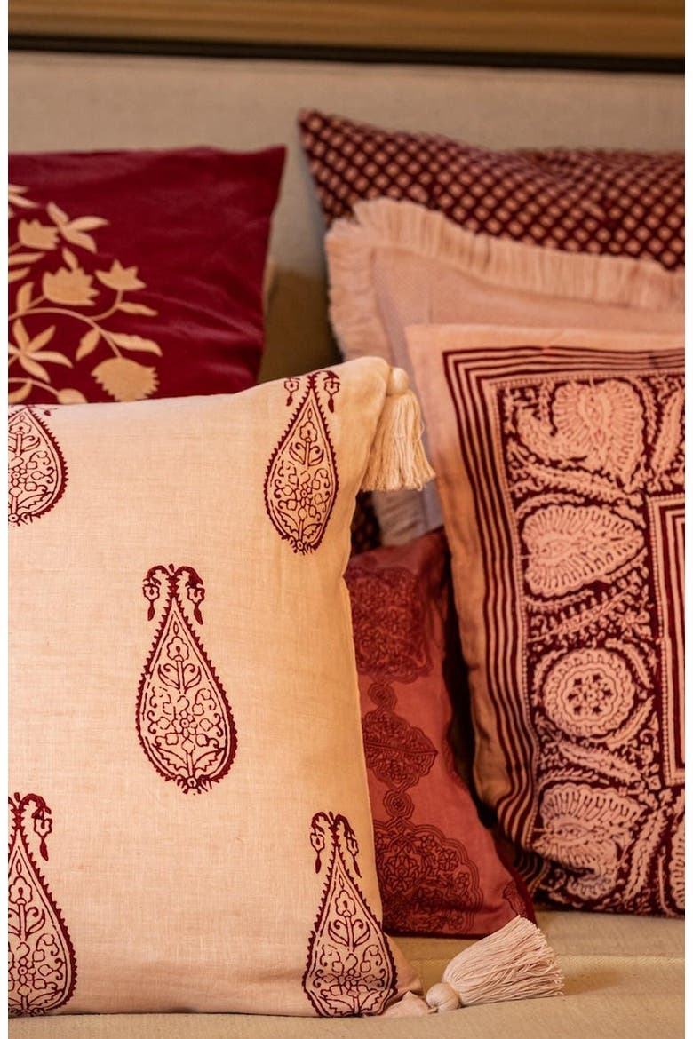 Samodh Plum Decorative Pillow Cover with Tassels, Alternate, color, Plum