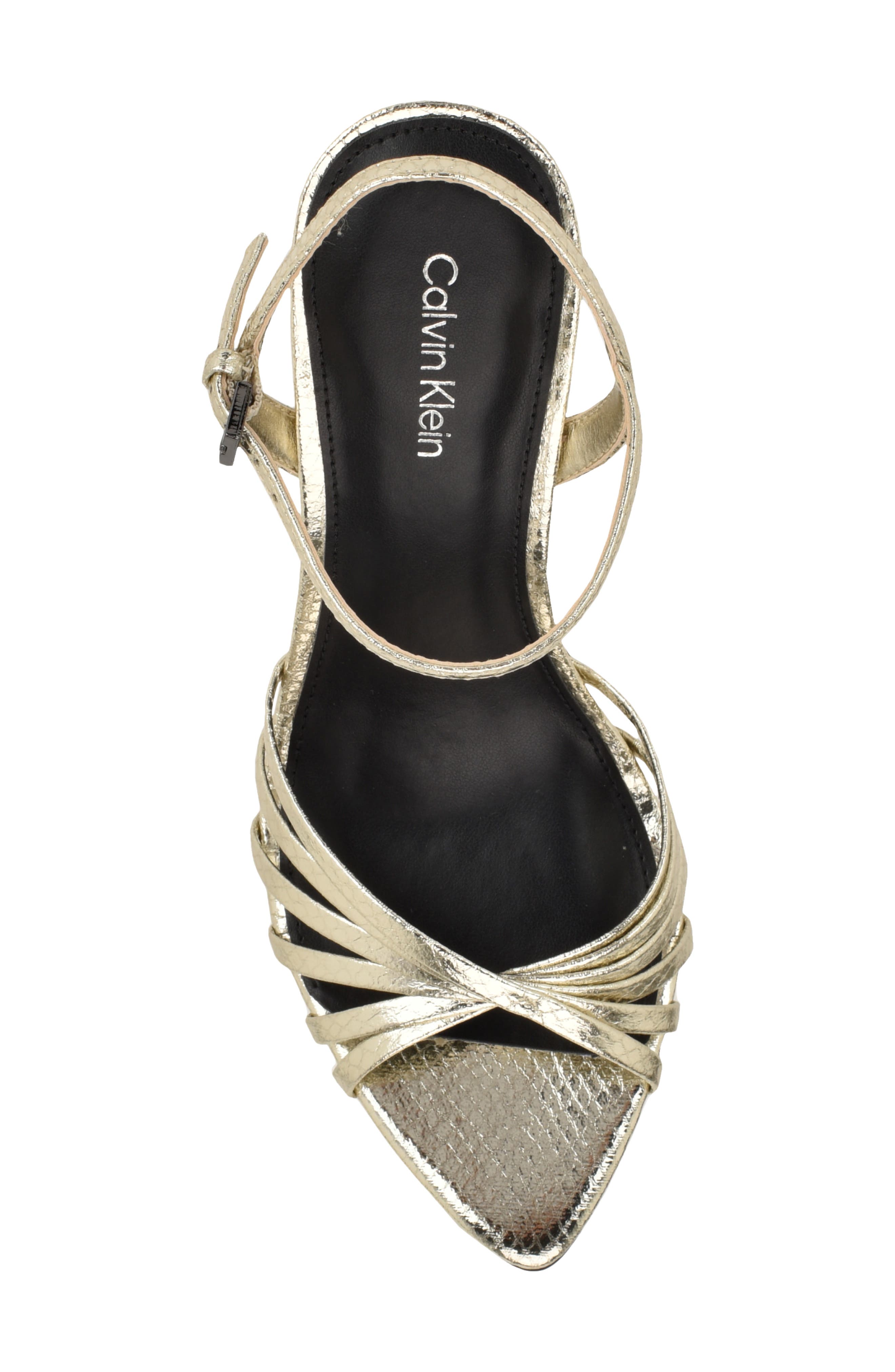 Daniella Ankle Strap Pointed Toe Sandal, Alternate, color, GOLD