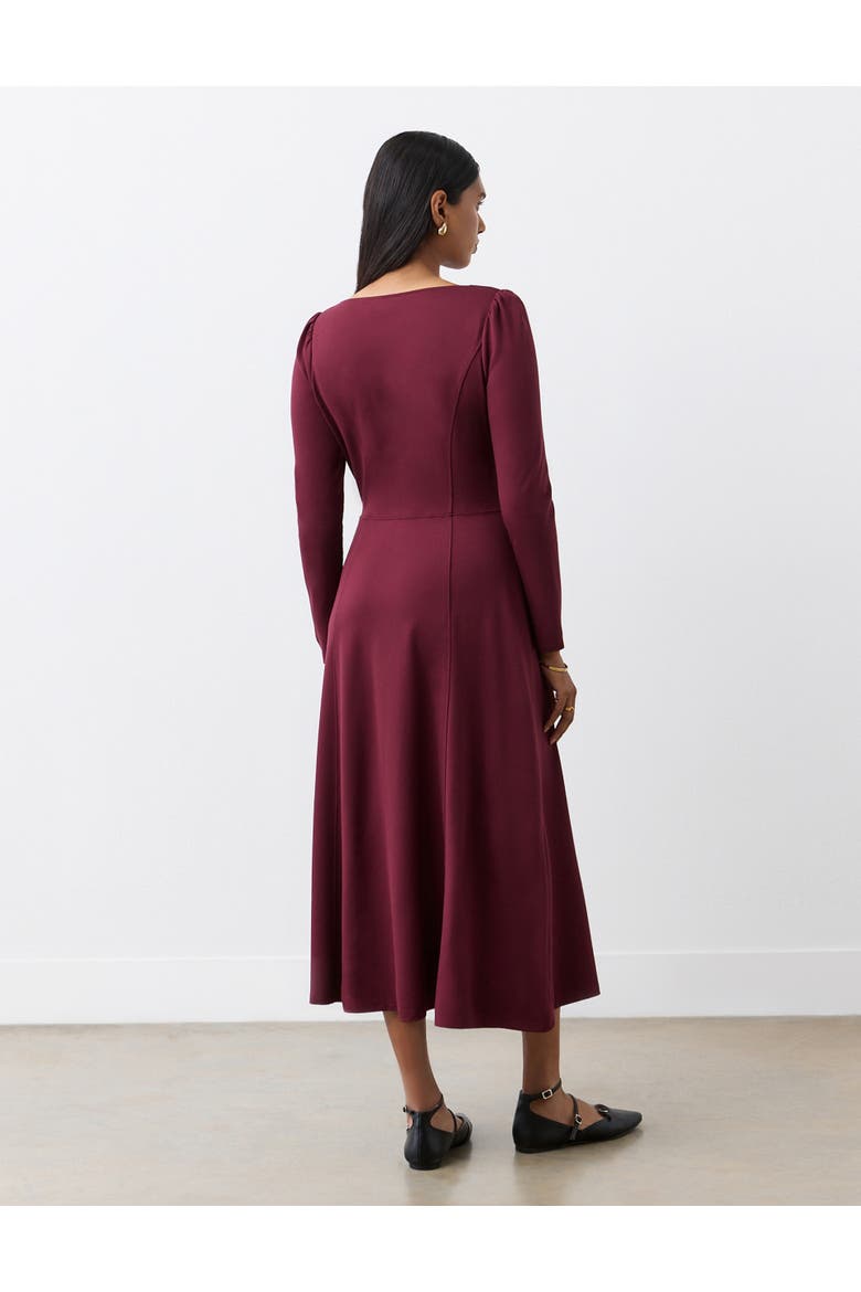 Kelly Ponte Jersey Midi Dress, Alternate, color, Burgundy