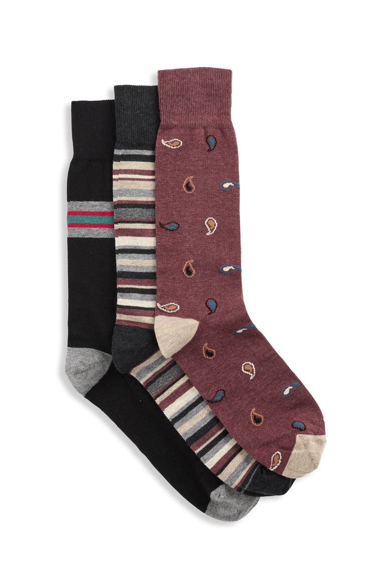 Big & Tall 3-pk Paisley Socks, Main, color, MULTI