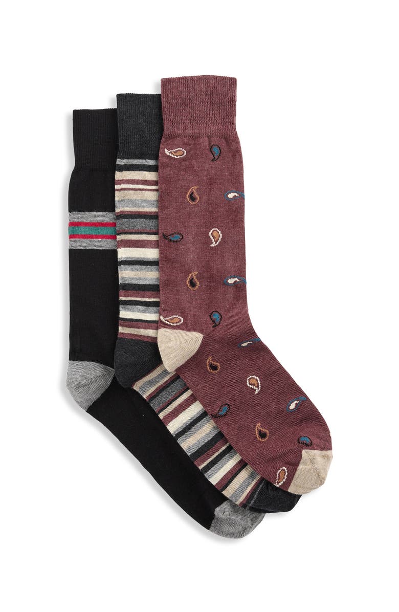 Synrgy by DXL Big & Tall 3-pk Paisley Socks, Main, color, Multi