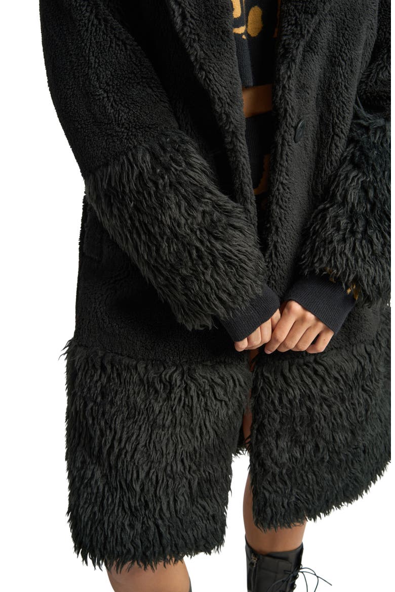 Long Teddy Coat, Alternate, color, BLACK