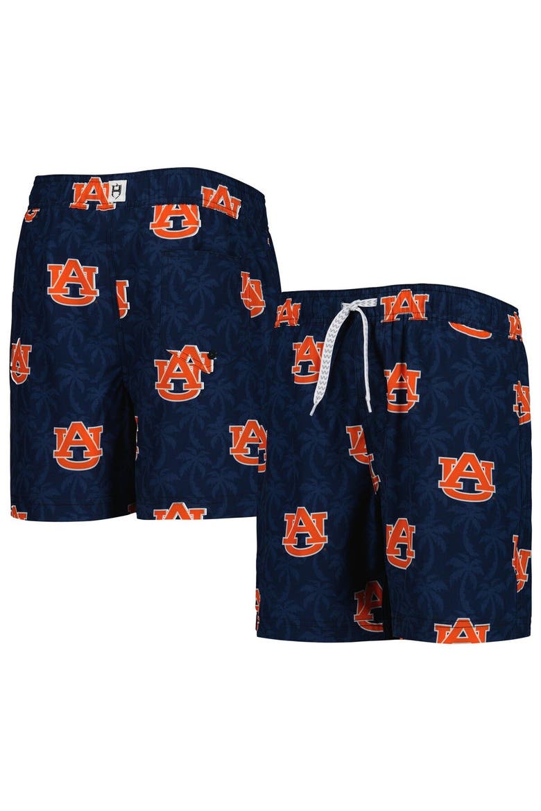 Youth Wes & Willy  Navy Auburn Tigers Palm Tree Swim Shorts, Main, color, Navy