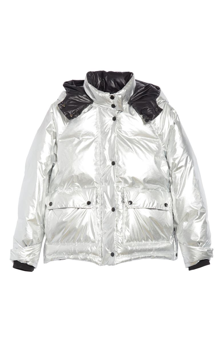 rag & bone Aiden Side Stripe Metallic Puffer Coat, Alternate, color, 