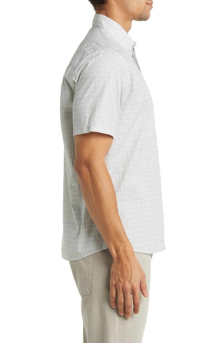 Robert Barakett Bass Stripe Short Sleeve Button-Up Shirt, Alternate, color, Light Olive