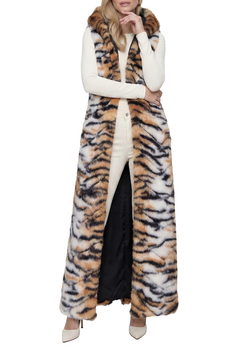 Fur-Free Fox (Faux Fur) Hooded Vest, Alternate, color, TGR