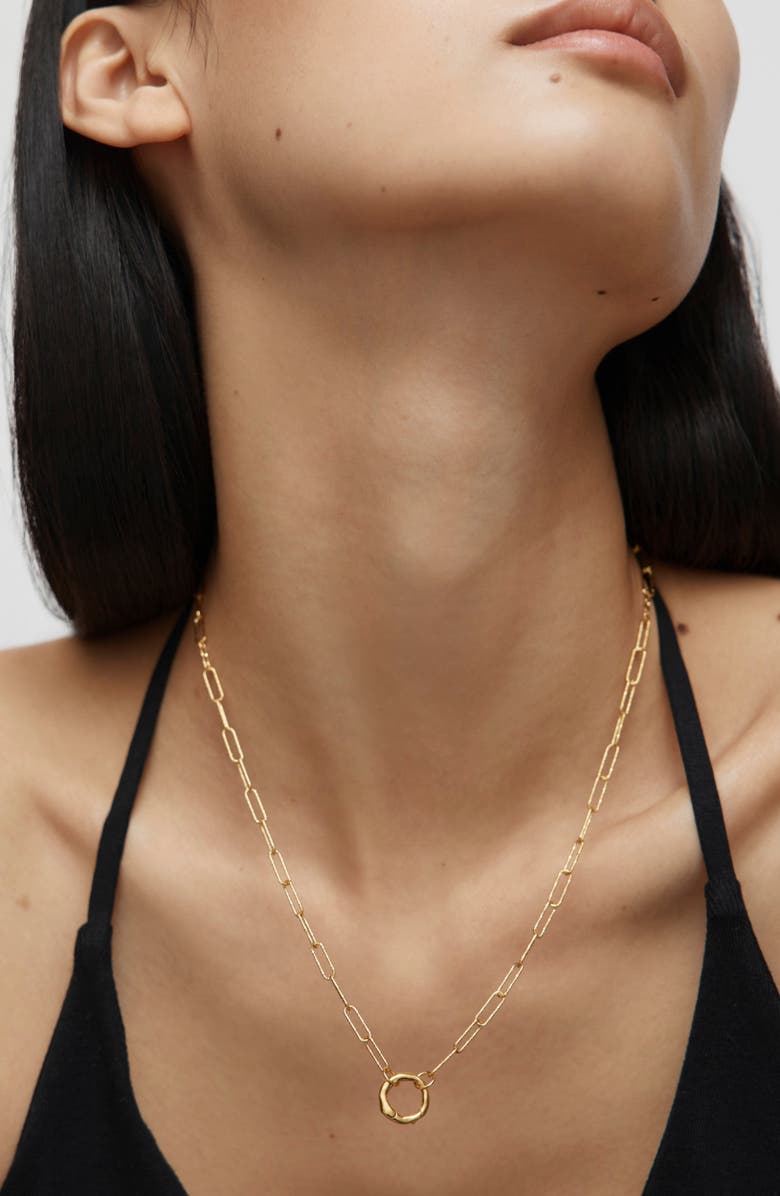 Monica Vinader Alta Textured Charm Necklace, Alternate, color, 18K Gold Vermeil