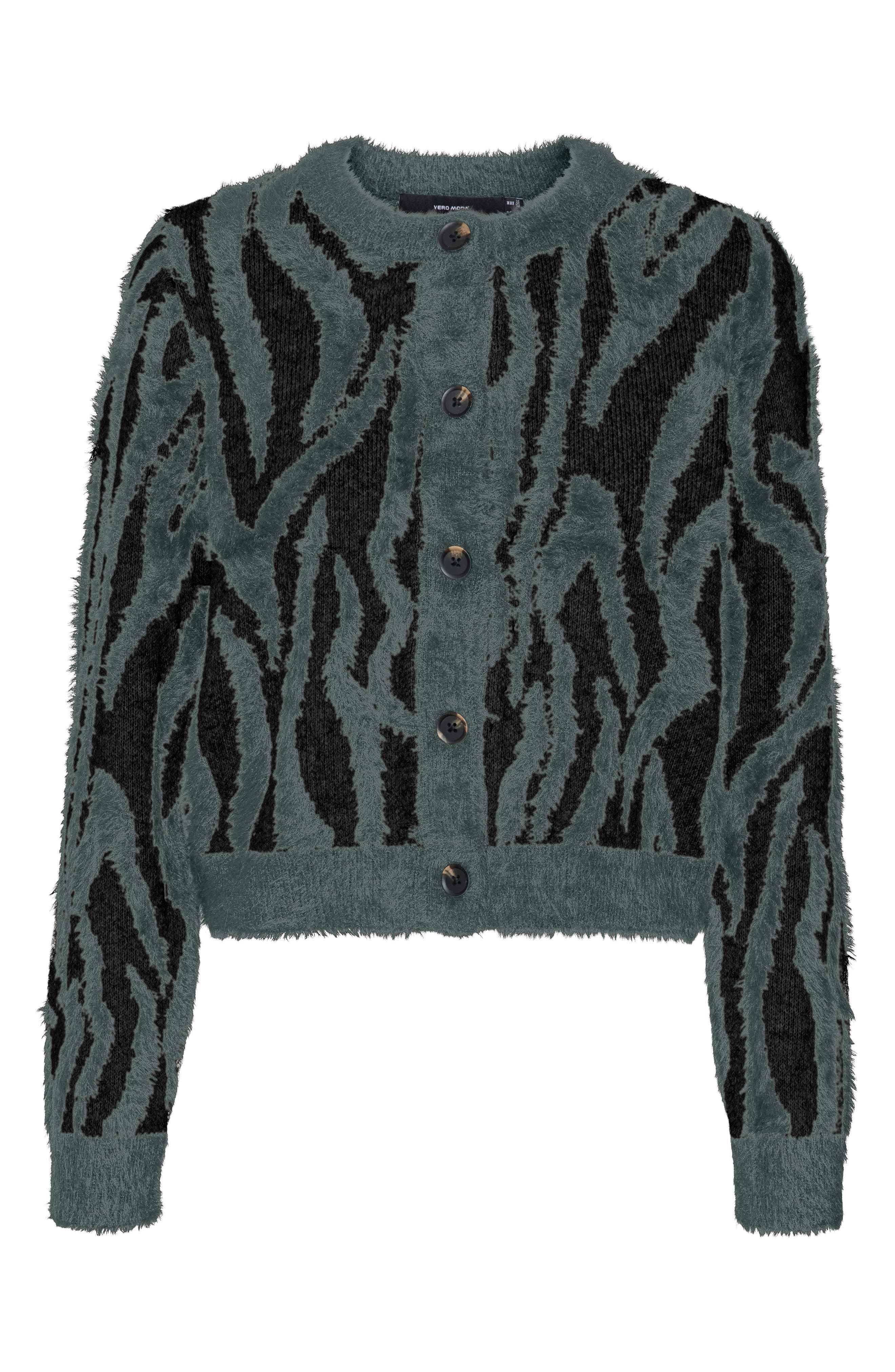 VERO MODA Valentina Animal Stripe Button Front Cardigan