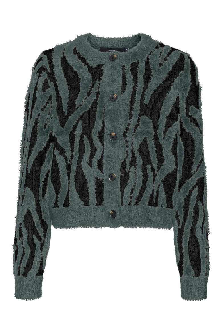 Valentina Animal Stripe Button Front Cardigan, Main, color, BALSAM GREEN DETAIL
